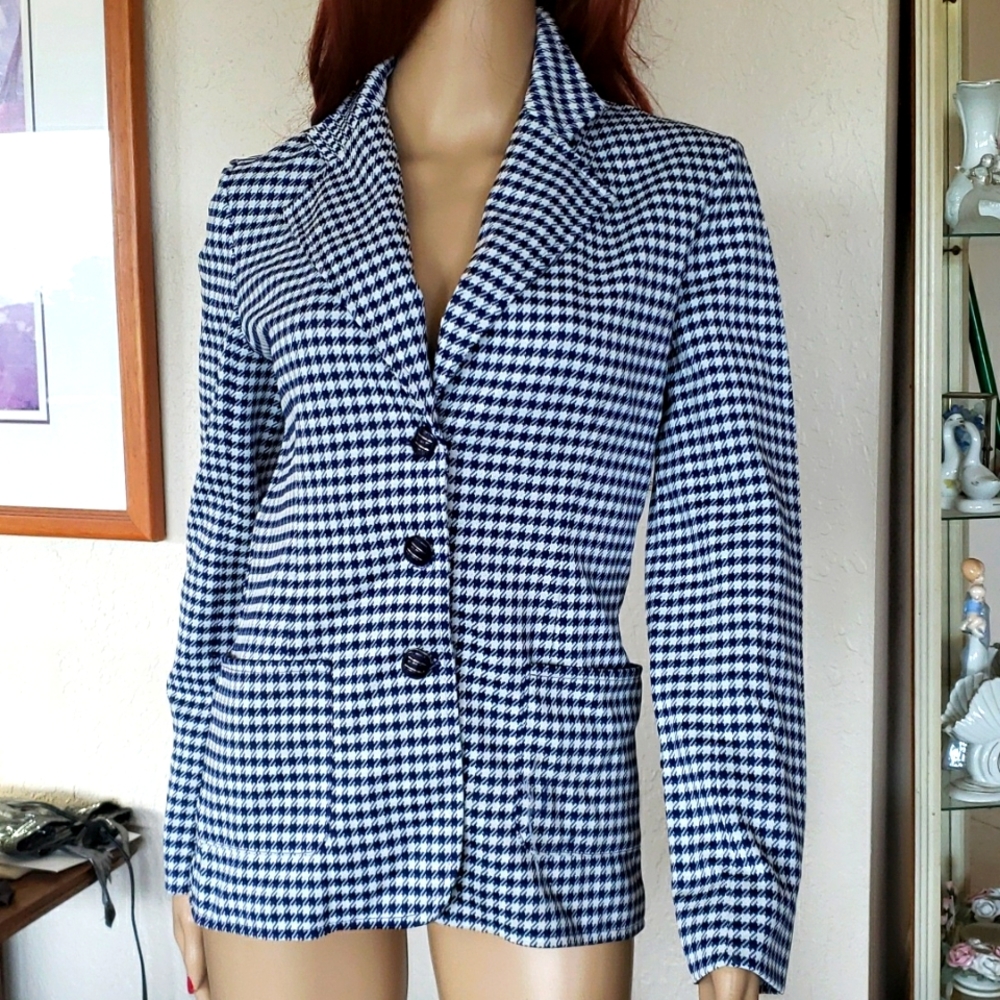 Navy and white blazer